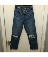 Levi&#39;s Premium Wedgie Straight Button Fly Distressed Jeans Big E Women&#39;s... - $53.91 CAD