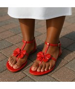Loeffler Randall Pink Patent Leather Ruffle Embellishment T-Strap Sandal... - $927.05 MXN