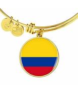 Express Your Love Gifts Colombia Flag Bracelet Stainless Steel or 18k Go... - £32.41 GBP