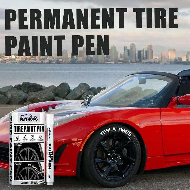 4pcs White Paint Marker Pen Fade-proof Car Tyre Tire Tread Waterproof Permanen - £11.04 GBP