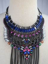 Beautiful Necklace Glass Beads Large Bib Multiple Gems Cluster Estate Sale! - £45.08 GBP