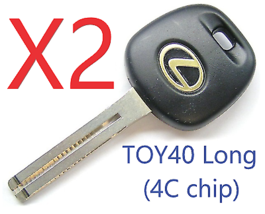 X2 Lexus TOY40BT4 LONG Transponder Key ES LS CS 97 98 99 00 TOY40 4C chip - $15.43