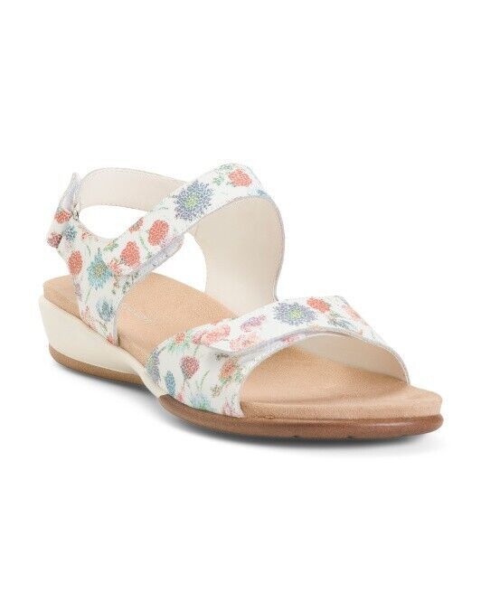 Primary image for NEW EASY SPIRIT WHITE LEATHER  FLORAL  COMFORT SANDALS SIZE 7.5 WW  WIDE  $79