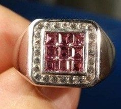 SALE!!! Rhodolite Garnet Topaz Men&#39;s Ring 1.89ct sz10 - $103.99