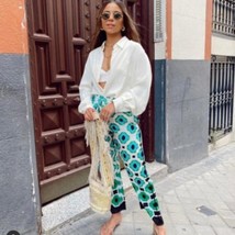 Zara High Waist Geo Print Wide Leg Pants Small Bloggers Fav - $62.78 CAD