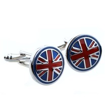 Union Jack Cufflinks England Uk Flag Round New W Gift Bag Britain British Pride - $12.95