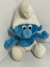 Vintage 1979 - Peyo Wallace Berrie Blue &amp; White Smurf - Plush Stuffed Toy 10” - £9.16 GBP