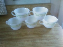 Pyrex cups green and yellow flowers - $23.74