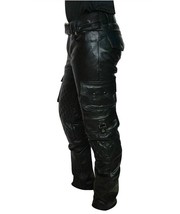 Cargo Pants Black Leather Pants Men Soft Lambskin Sexy Cargo Style Trous... - £143.69 GBP