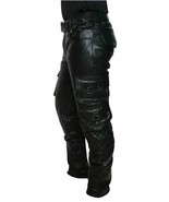 Cargo Pants Black Leather Pants Men Soft Lambskin Sexy Cargo Style Trous... - £142.63 GBP