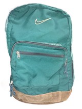 Vintage 1990s Nike Backpack Swoosh Logo Nylon Suede Leather Bottom - £29.77 GBP