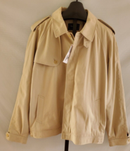 NWT Lacoste Cotton Lined Full Zipper Khaki Beige Jacket Coat Mens Size 3X - £97.38 GBP