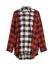 R13 Drop Neck Combo Work Shirt - Red Plaid. Size Large. $750 - $435.38