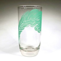 Turquoise Feather Glass Tumbler Vintage 1970s MCM Plume Decal Replacemen... - $14.70