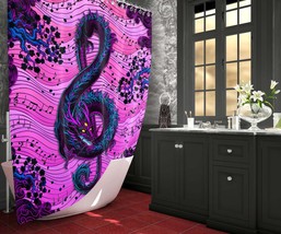 Pastel Goth Dragon Shower Curtain, Music Treble Clef &amp; Music Notes - £55.60 GBP
