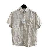 Porter Ash Linen Shirt Men L White Short Sleeve Button Down Beach Casual... - $33.46 CAD