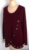 Vintage WEAR ABOUTS Burgundy Top Silver Tone Grommet Casual Crossover S ... - £7.10 GBP