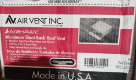Air Vent #SLAWH #85285 Slant Back Roof Vent, Aluminum, White, 50 sq in, ... - $137.61