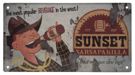 Fallout Metal Tin Sign Sunset Saloon Sarsaparilla Official Collectible Display - £15.86 GBP
