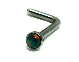 Nose Stud Opal Bloodstone Green 1.5mm Titanium 20g (0.8mm) L Bend Deep Cup - £3.90 GBP
