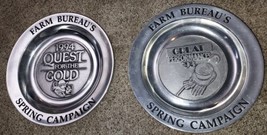 2 1990s Vintage Farm Bureau&#39;s Spring Campaign Armetale Metal Plates - £54.30 GBP