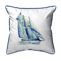Betsy Drake Blue Sailboat Large Indoor Outdoor Pillow 18x18 - £36.85 GBP