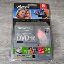 Memorex Mini DVD-R for DVD Camcorders - 30min/1.4GB - 5-Pack - New - £11.11 GBP