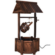 Garden Rustic Wishing Well Wooden Water Fountain with Pump - £128.52 GBP