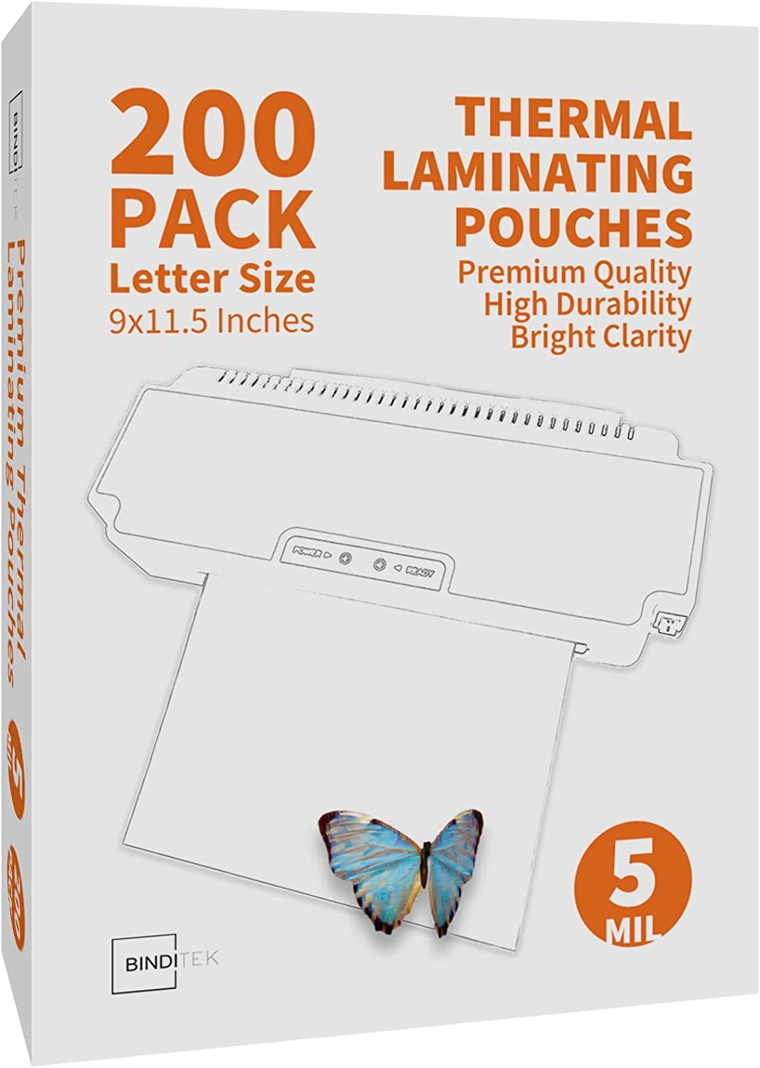 Binditek 200 Pack Thermal Laminating Pouches, 9X11.5 Inches, Clear, Heat... - $39.94