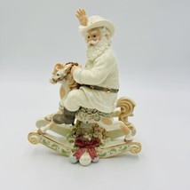 Lenox Porcelain Wild West Classic Edition Santa On a Rocking Horse Gold 8.5in - $88.83