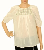 Isabel Marant Women&#39;s Cotton Embroidered Chiffon Laced Blouse Tunic Top M 38 - $149.31