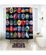 NBA Basket Ball Shower Curtain Bath Mat Bathroom Waterproof Decorative - $22.99+