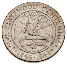 1946 50C Iowa Commemorative Half Dollar in Choice/Gem BU Condition - €120,26 EUR
