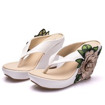 New Arrive Flip Flops Women Sandals Fashion Wedges Summer Elegant Flower Platfor - £39.64 GBP