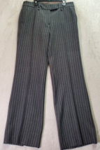 H&amp;M Dress Pants Womens Size 6 Gray Striped Polyester Pockets Flat Front Straight - £11.78 GBP