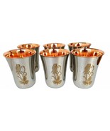 set of 6 Flower Printed Handmade Copper Tumbler Outer Stainless steel Co... - £40.60 GBP