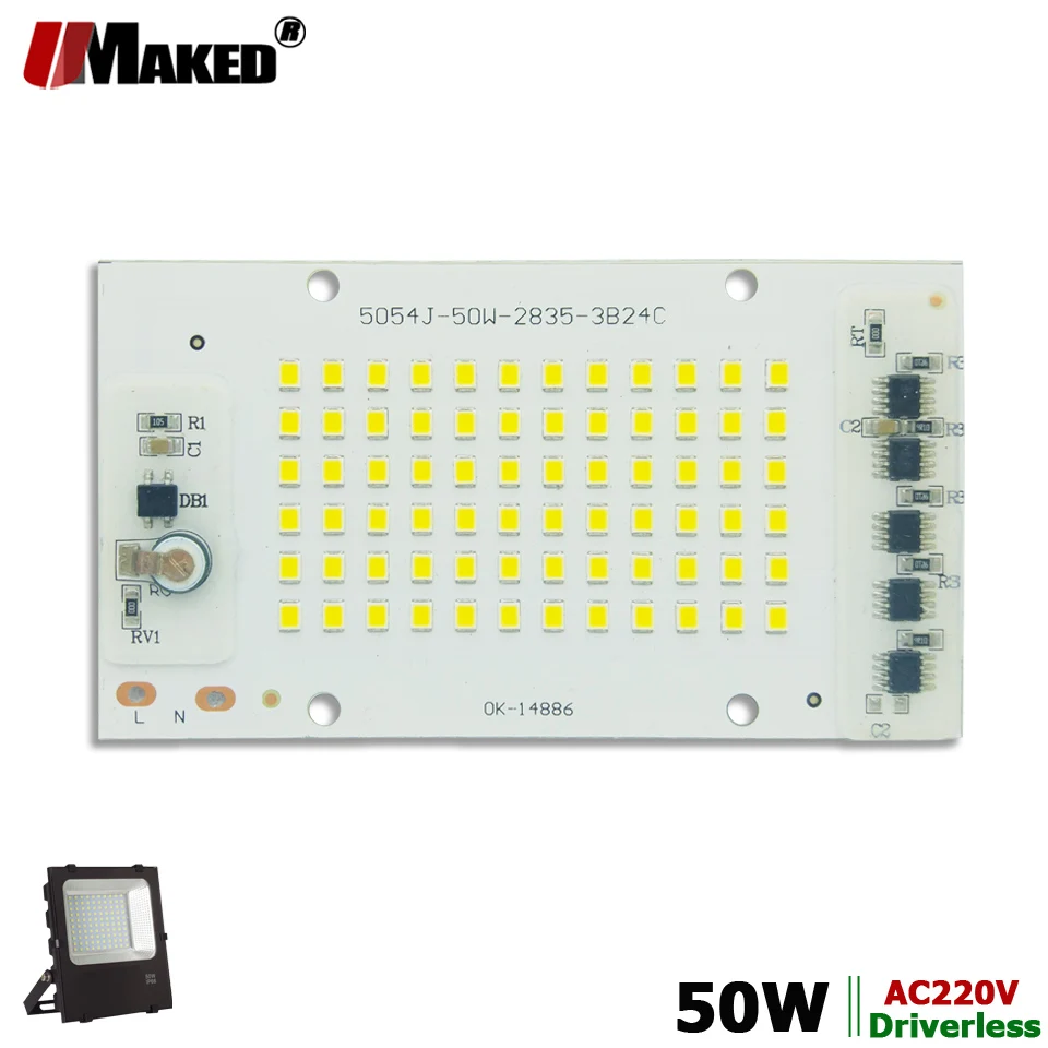 50W AC220V SMD 2835 LED PCB 112x61mm LED Floodlight Module Aluminum plat... - $157.53