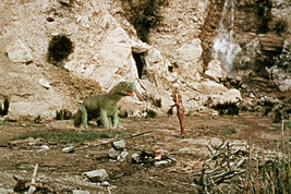 When Dinosaurs Ruled the Earth Victoria Vetri &amp; baby dinosaur 4x6 inch p... - $4.75