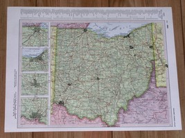 1958 Original Vintage Map Of Ohio Cleveland Cincinnati Verso North South Dakota - £22.32 GBP