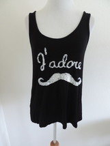 WOMEN&#39;S/JRS KIRRA J&#39;ADORE MUSTACHE SEQUIN  TANK TOP SOLID BLACK NEW $28 - $14.99