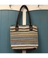 Crochet knit purse ivory brown crochet purse granny core 12” shoulder bag - €21,65 EUR