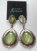 Guess by Marciano Green &amp; Clear Rhinestone Dangle Pierced Earrings - £35.80 GBP