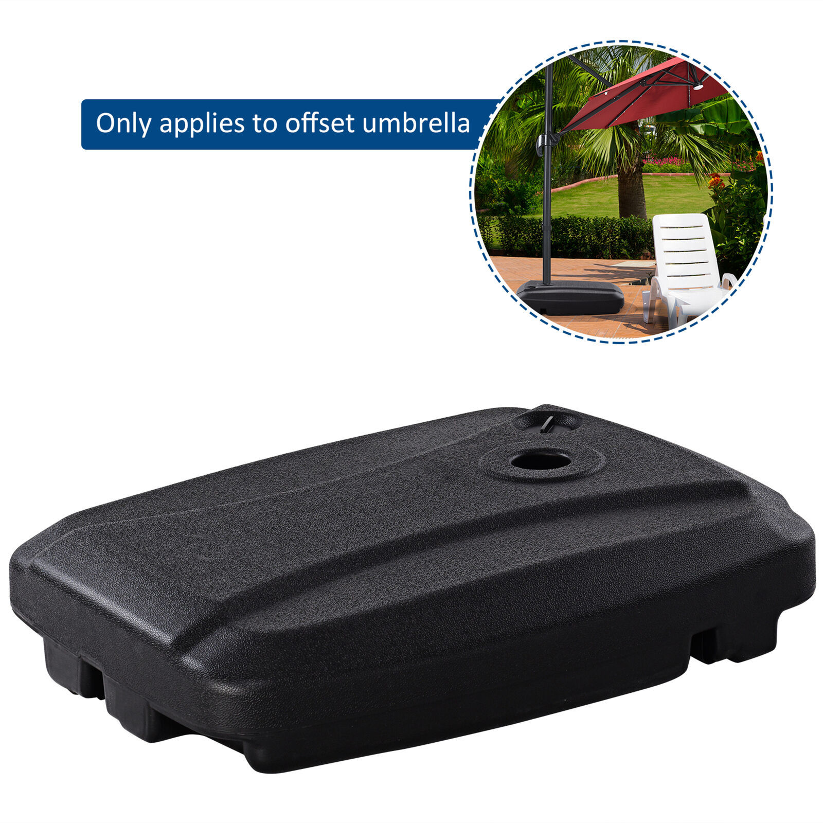 60L Patio Cantilever Offset Umbrella Base Portable Base Weight W/ Wheels