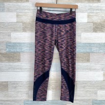 90 Degrees Reflex Mesh Capri Activewear Leggings Pink Blue Stripes Womens XS - £9.33 GBP