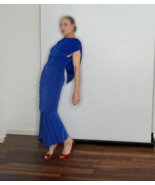 Blue Grecian Goddess 1980s Dress - $163.97