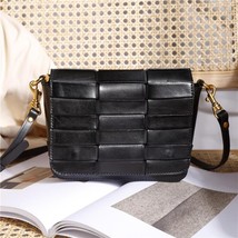 Vintage Hand Woven Genuine Leather Crossbody Bags For Women Natural Cowhide Vers - £118.64 GBP