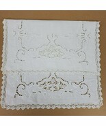 Vintage Crochet Embroidery w/ Cutouts Dresser Doily Approx 17x11 Inch Iv... - $222.74 MXN