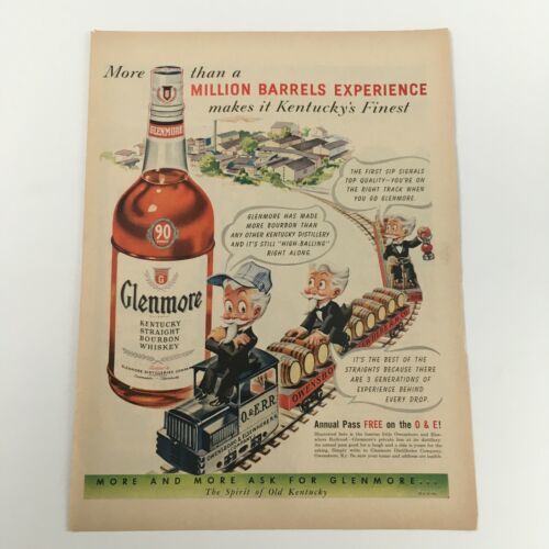 1950 Glenmore Kentucky Straight Bourbon Whiskey Vintage Print Ad - $8.50