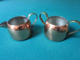 Coppercraft Taunton Copper Coffee Set Handle Pot And CREAMER/SUGAR Wood Handle - $123.75