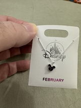 Disney Park Mickey Mouse Faux Amethyst February Birthstone Necklace Silver Color image 6